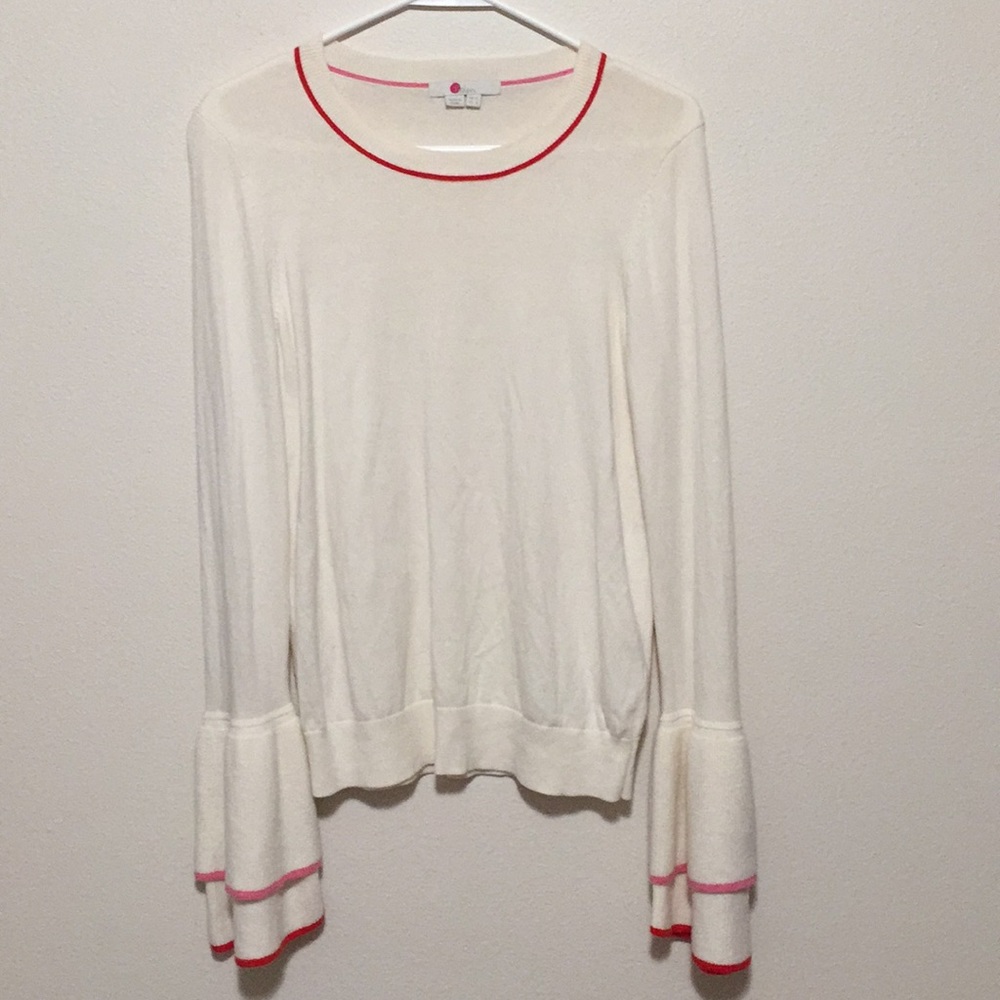 BODEN Cream Sweater Ruffle Sleeve